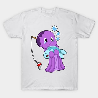Octopus Fishing Fish Fishing rod T-Shirt
